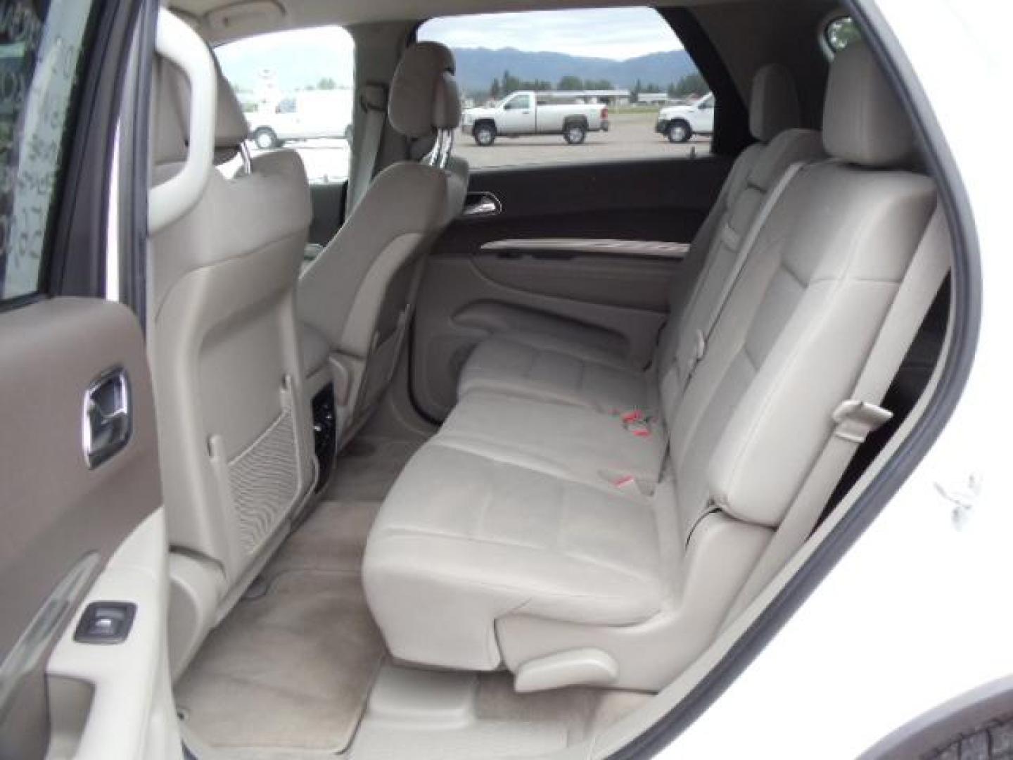 2013 White /Tan Dodge Durango SXT AWD (1C4RDJAG8DC) with an 3.6L V6 DOHC 24V engine, 5-Speed Automatic transmission, located at 5465 Highway 2 W., Columbia Falls, MT, 59912, (406) 892-4407, 48.352188, -114.240929 - Keyless entry Cruise control AC MP3 Tilt wheel Power windows door locks and mirrors Near new tires Front and rear heat and AC - Photo#14