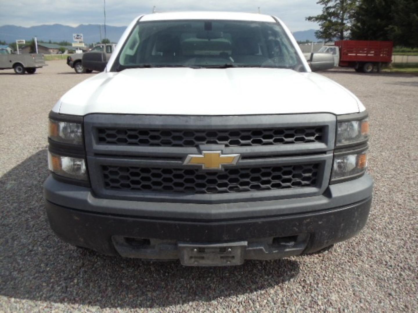 2014 White /Gray Chevrolet Silverado 1500 Work Truck 1WT Double Cab 4WD (1GCVKPEH2EZ) with an 4.3L V6 OHV 12V engine, 6-Speed Automatic transmission, located at 5465 Highway 2 W., Columbia Falls, MT, 59912, (406) 892-4407, 48.352188, -114.240929 - Photo#1