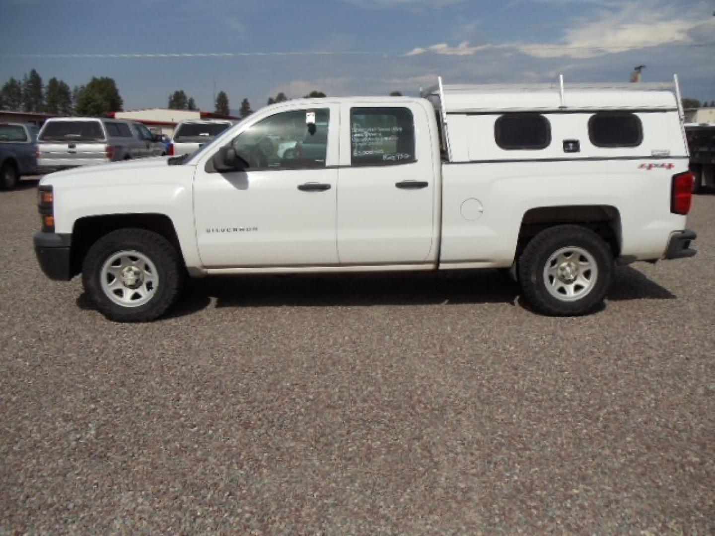 2014 White /Gray Chevrolet Silverado 1500 Work Truck 1WT Double Cab 4WD (1GCVKPEH2EZ) with an 4.3L V6 OHV 12V engine, 6-Speed Automatic transmission, located at 5465 Highway 2 W., Columbia Falls, MT, 59912, (406) 892-4407, 48.352188, -114.240929 - Photo#3