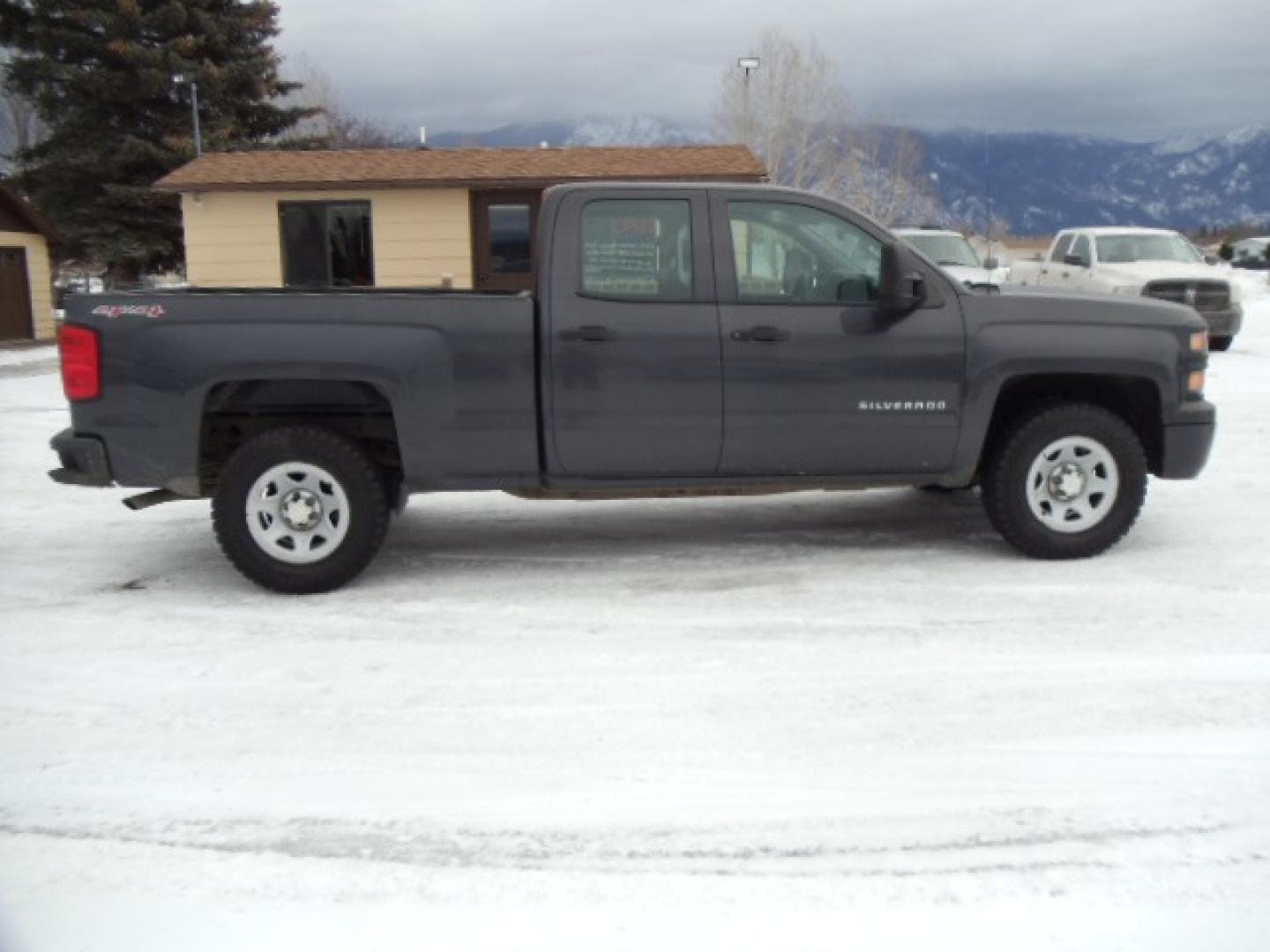 2014 Gray /Gray Chevrolet Silverado 1500 Work Truck 1WT Double Cab 4WD (1GCVKPEHXEZ) with an 4.3L V6 OHV 12V engine, 6-Speed Automatic transmission, located at 5465 Highway 2 W., Columbia Falls, MT, 59912, (406) 892-4407, 48.352188, -114.240929 - This truck was previously owned by the federal government so it has been well maintained and taken care of. The vehicle is clean inside and out with good tires and low miles. The oil is a little dark for my liking so i will be having the chevy dealership service and inspect this truck next week. - Photo#9