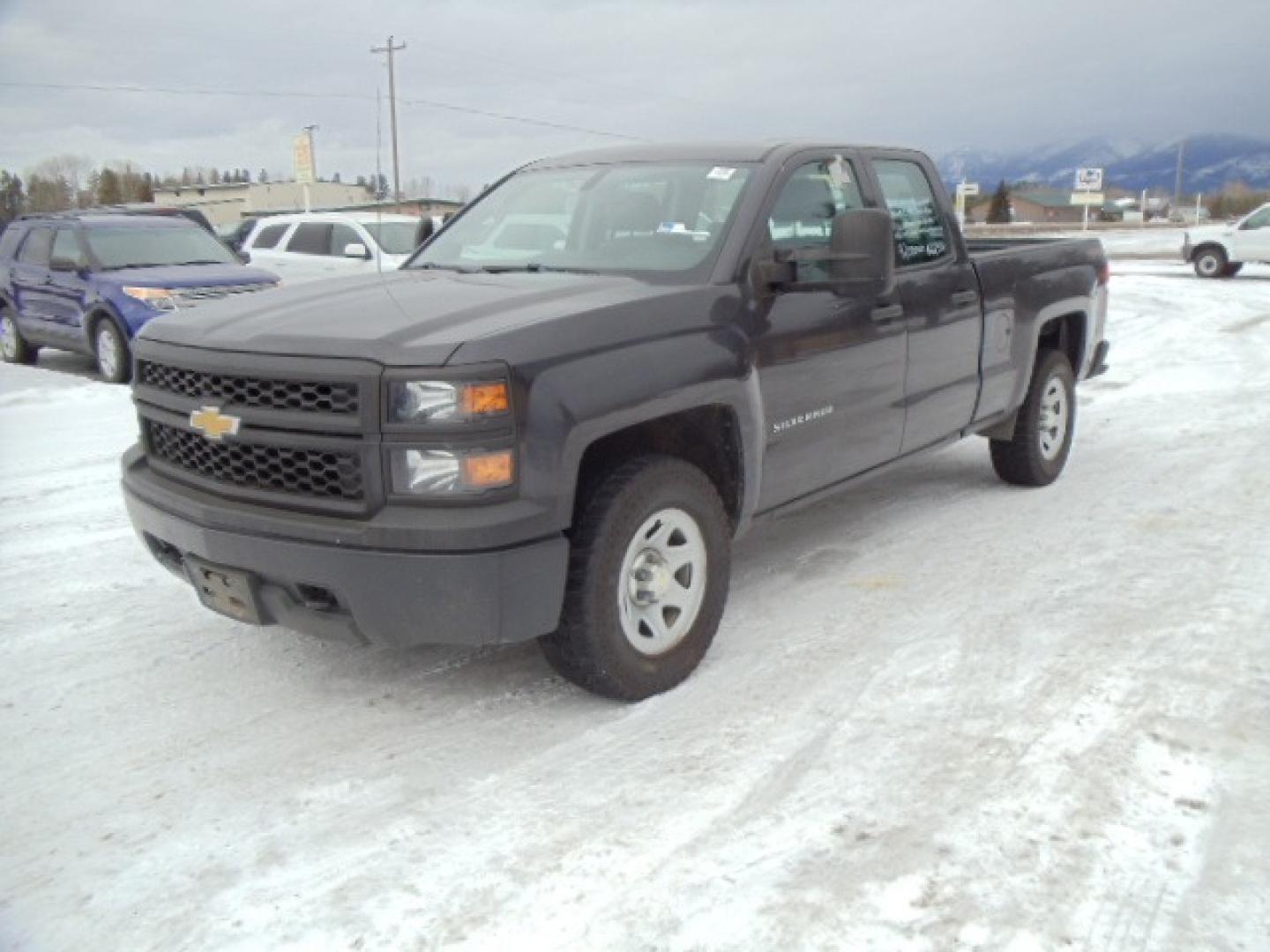 2014 Gray /Gray Chevrolet Silverado 1500 Work Truck 1WT Double Cab 4WD (1GCVKPEHXEZ) with an 4.3L V6 OHV 12V engine, 6-Speed Automatic transmission, located at 5465 Highway 2 W., Columbia Falls, MT, 59912, (406) 892-4407, 48.352188, -114.240929 - This truck was previously owned by the federal government so it has been well maintained and taken care of. The vehicle is clean inside and out with good tires and low miles. The oil is a little dark for my liking so i will be having the chevy dealership service and inspect this truck next week. - Photo#2