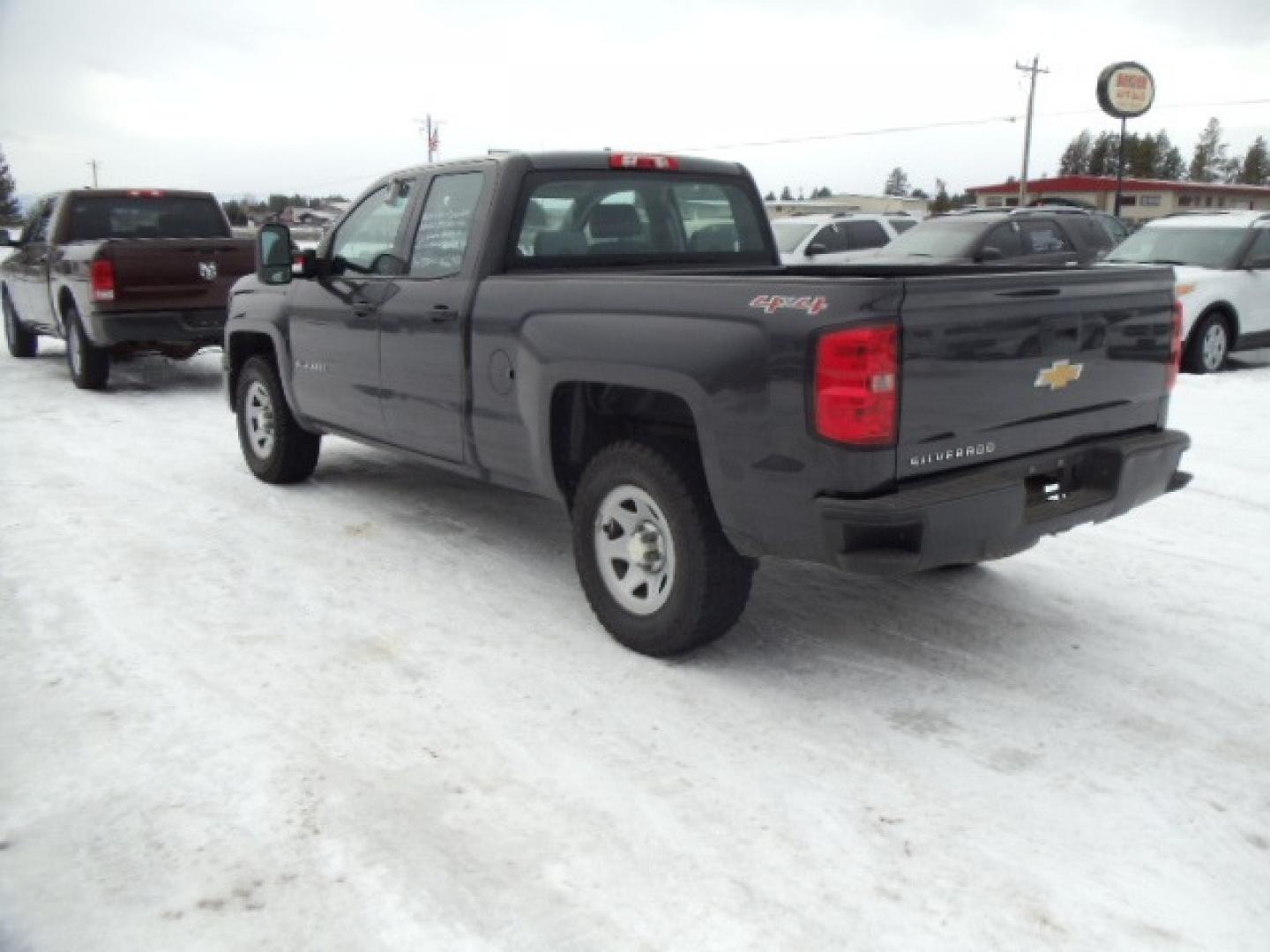 2014 Gray /Gray Chevrolet Silverado 1500 Work Truck 1WT Double Cab 4WD (1GCVKPEHXEZ) with an 4.3L V6 OHV 12V engine, 6-Speed Automatic transmission, located at 5465 Highway 2 W., Columbia Falls, MT, 59912, (406) 892-4407, 48.352188, -114.240929 - This truck was previously owned by the federal government so it has been well maintained and taken care of. The vehicle is clean inside and out with good tires and low miles. The oil is a little dark for my liking so i will be having the chevy dealership service and inspect this truck next week. - Photo#4