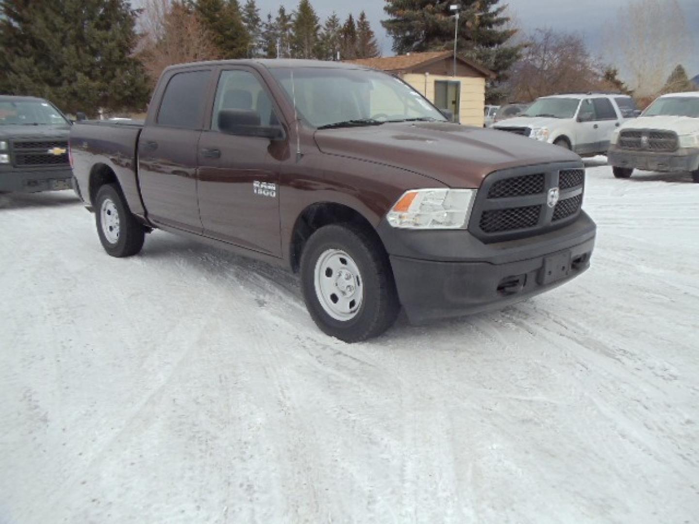 2014 Blue /Gray RAM 1500 Tradesman Crew Cab SWB 4WD (1C6RR7KG8ES) with an 3.6L V6 DOHC 24V FFV engine, 6-Speed Automatic transmission, located at 5465 Highway 2 W., Columbia Falls, MT, 59912, (406) 892-4407, 48.352188, -114.240929 - This truck was previously owned by the federal government so it has been well maintained and taken care of. The truck is very clean inside and out with great tires and super low actual miles. - Photo#0