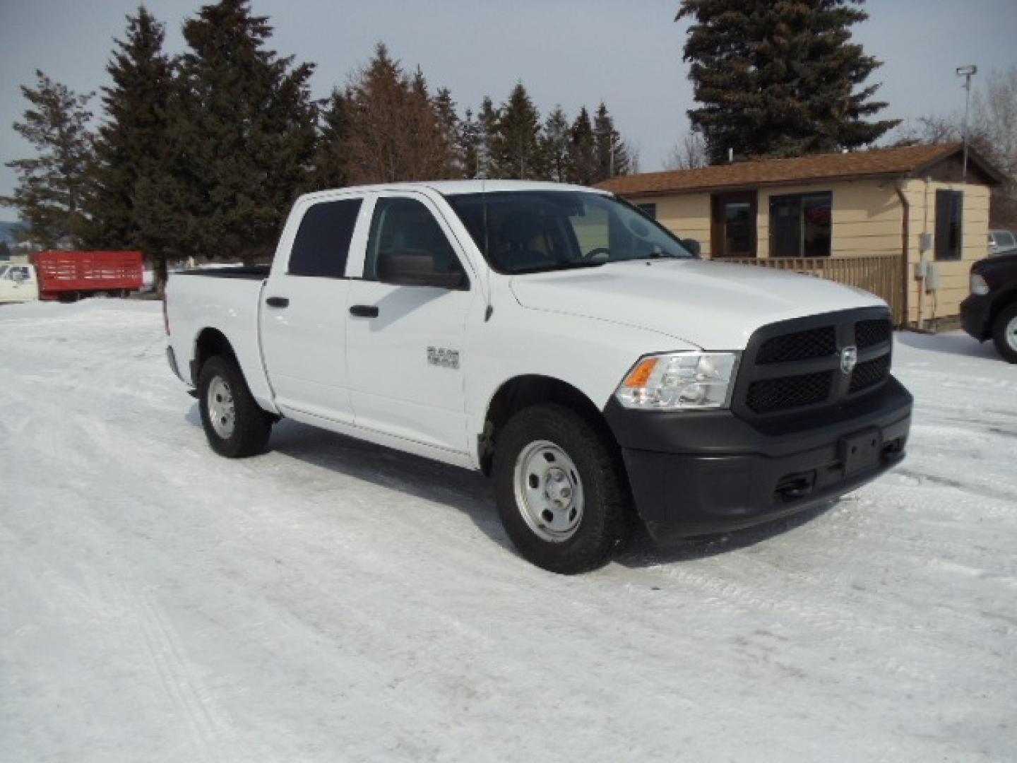 2017 White /Gray RAM 1500 Tradesman Crew Cab SWB 4WD (1C6RR7KG0HS) with an 3.6L V6 DOHC 24V FFV engine, 8A transmission, located at 5465 Highway 2 W., Columbia Falls, MT, 59912, (406) 892-4407, 48.352188, -114.240929 - This truck was previously owned by the federal government so it has been well maintained and taken care of. The truck is very clean inside and out with good tires and low miles. - Photo#0