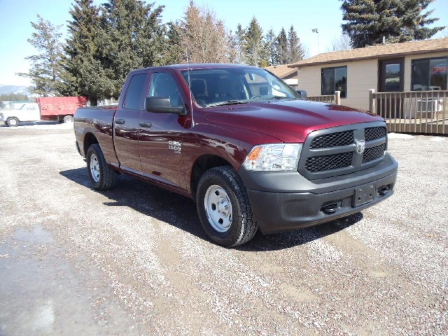 2019 /Gray RAM 1500 Tradesman Quad Cab 4WD (1C6RR7FG6KS) with an 3.6L V6 DOHC 24V FFV engine, 8A transmission, located at 5465 Highway 2 W., Columbia Falls, MT, 59912, (406) 892-4407, 48.352188, -114.240929 - This vehicle was previously owned by the federal government so it has been well maintained and taken care of. The truck is very clean inside and out with near new tires and low miles. This is the quad door short box. - Photo#0